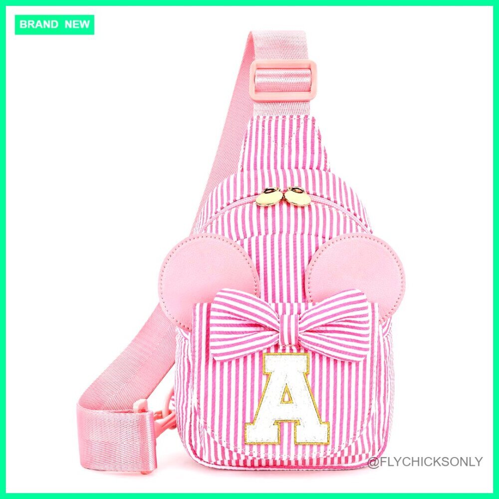 Adjustable Sling Bag with Letter A, Lightweight Polyester Travel Purse